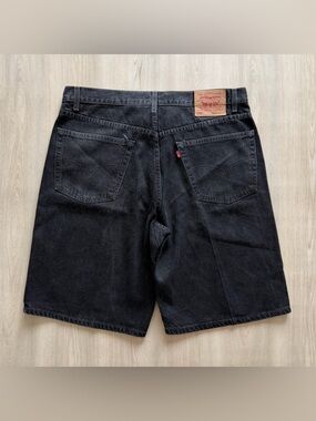 Vintage 90s Levis Black Denim Shorts Sz 38 Made In Mexico